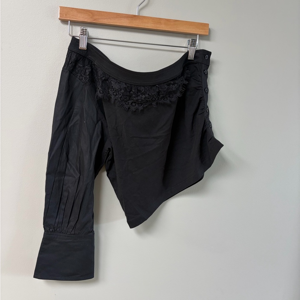 Anthropologie Black Lace-Trim off shoulder Top